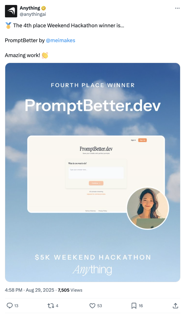 PromptBetter.dev Hackathon Winner